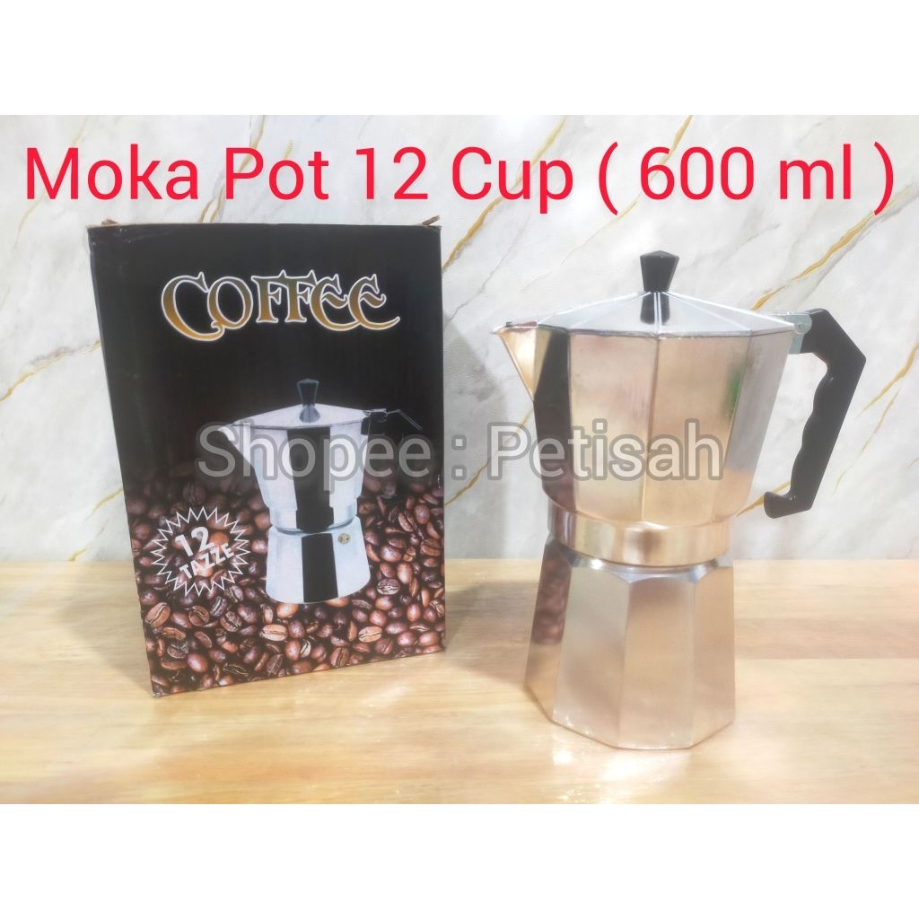 Moka Pot Teko Stovetop Filter Silver 12cup 600ml / MokaPot Espresso Coffee Maker / Moka Pot Aluminiu