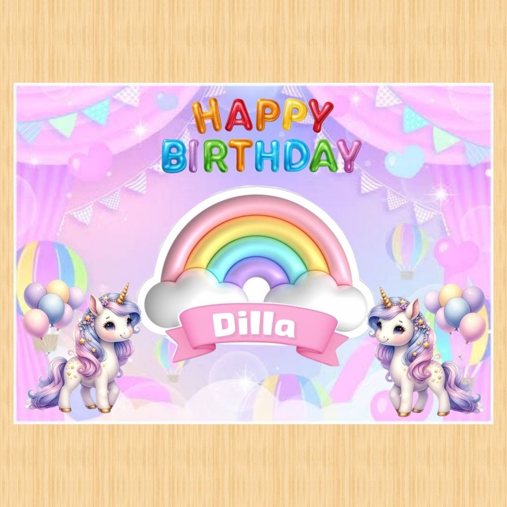 Spanduk UNICORN banner spanduk banner ultah anak background UNICORN custom backdrop ulang tahun anak