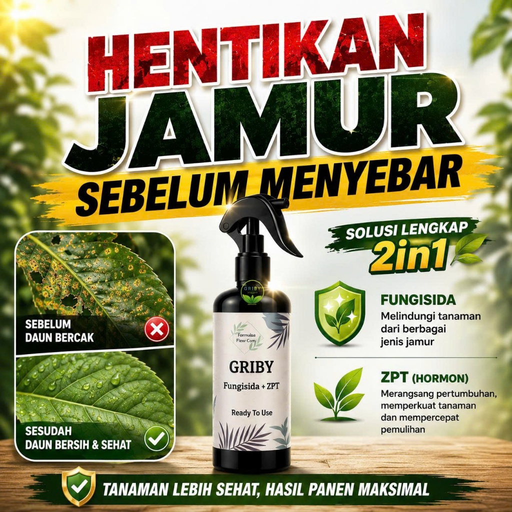 GRIBY Fungisida + ZPT Ready To Use Spray Tanaman Anti Jamur Daun Busuk Akar Bercak Daun Pemacu Tunas