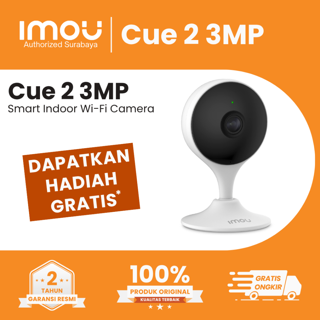[BERHADIAH] IMOU CUE 2 3MP CAMERA CCTV INDOOR SENSOR GERAK DAN SUARA CCTV FULL HD CAMERA SMART WIFI 