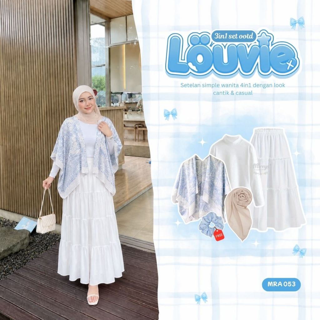 mireyaoutfit - Setelan Wanita Kekinian | One Set 3in1 | Outfit Pantai Aesthetic | Outer Arwen + Rok 