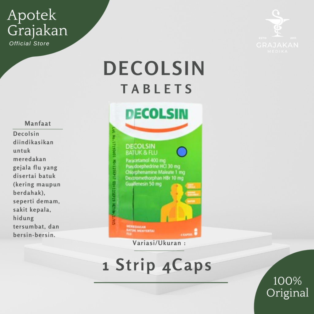 Decolsin 4 Kapsul - Obat Flu dan Demam dengan Paracetamol, Chlorpheniramine, Dextromethorphan