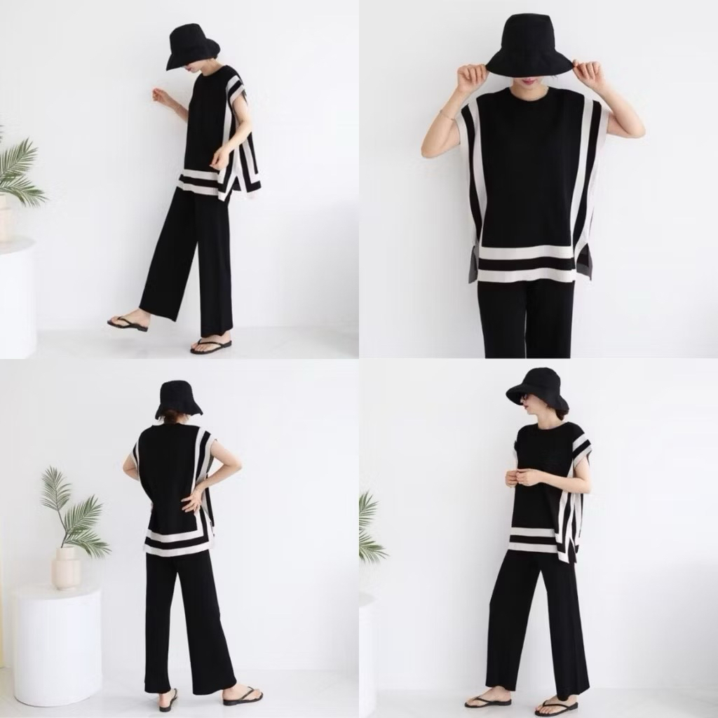 SALE SET KNIT BKK Set Kinan Knit Blouse + Pants SET RAJUT PREMIUM Set Knit Jumbo Setelan Rajut Kinan
