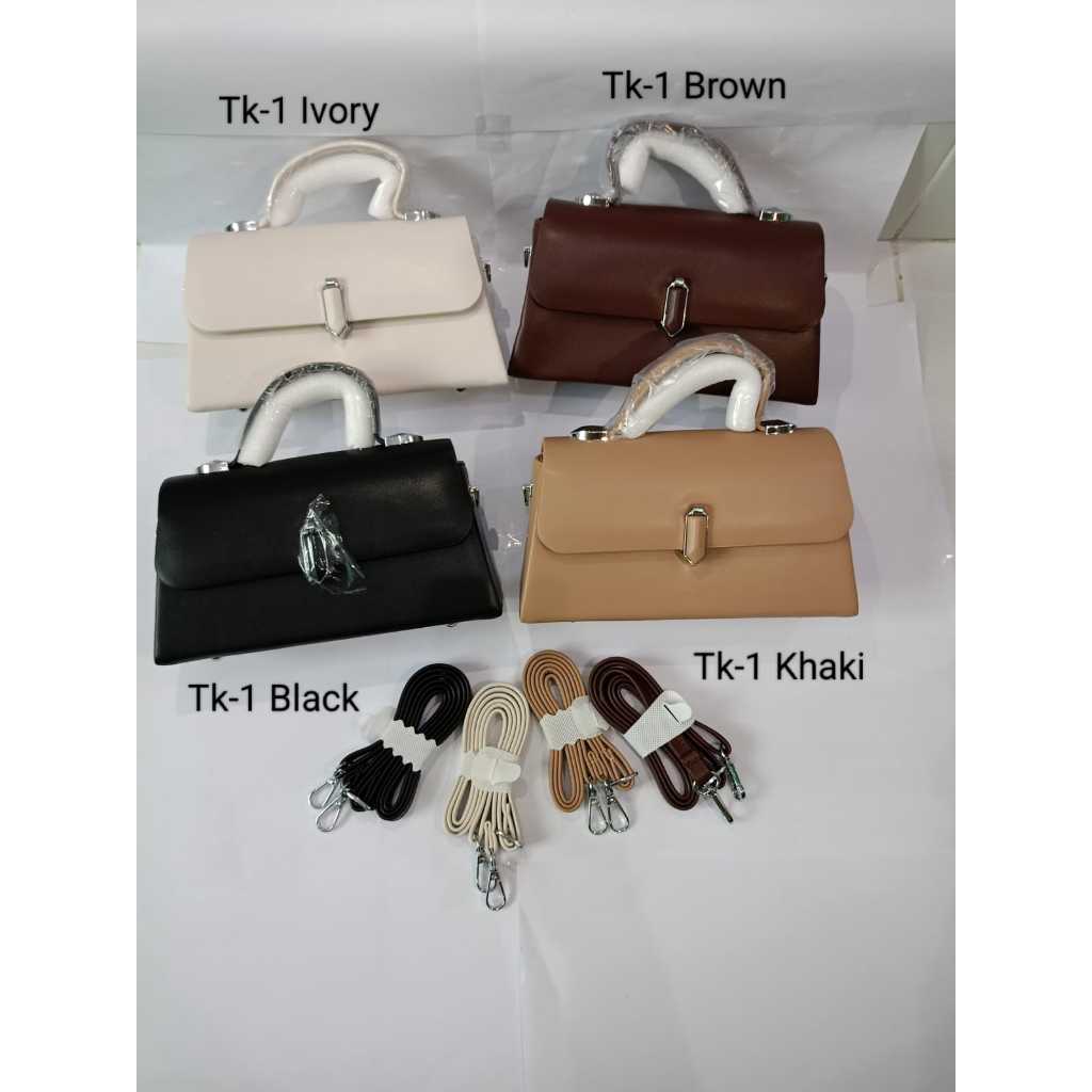 TAS WANITA Kulit Sintetis Motif POLOS Dengan Tali Panjang TK-1