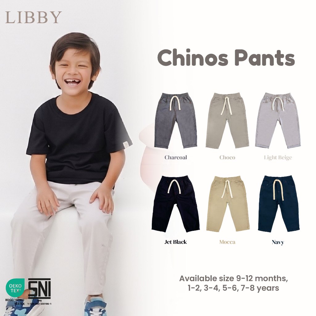 LIBBY Celana Panjang Anak Cowo Chinos Celana Panjang Bayi & Anak Laki-laki Celana Panjang Boy Usia 9