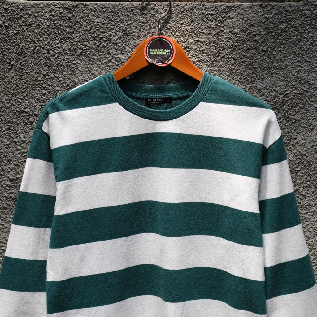 Baju Garis || T-Shirt Stripe || Kaos Salur Hijau Putih