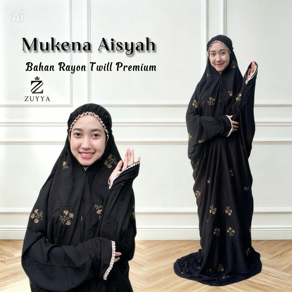Mukena Terusan Aisyah Bahan Rayon Twill Premium