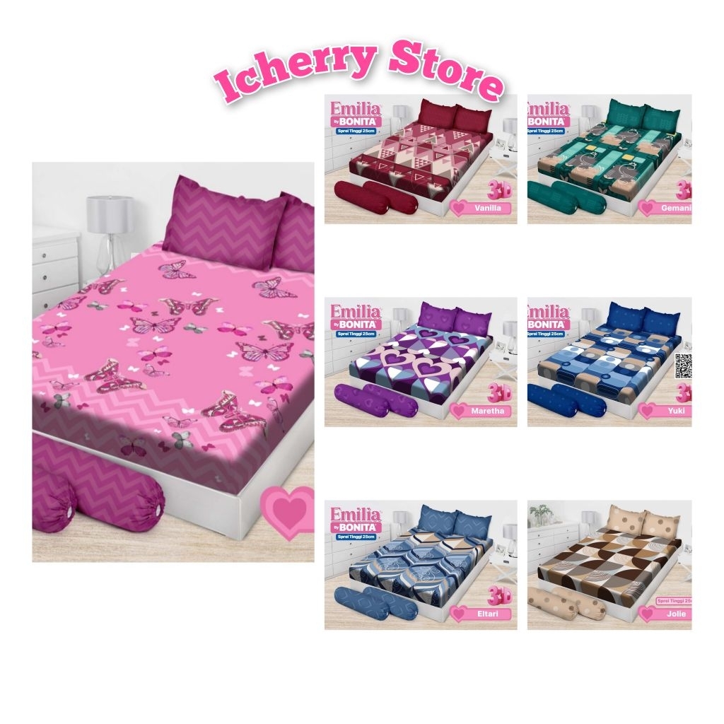Sprei Emilia By Bonita 3D Queen 160x200 T25 - Edisi Minimalis Dewasa Karakter Anak