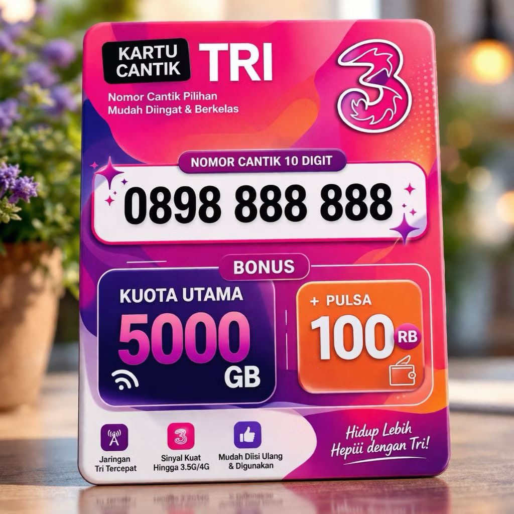 STOK TERBATAS KARTUPERDANA CANTIK TRI 10 DIGIT BONUS KOUTA 5000GB