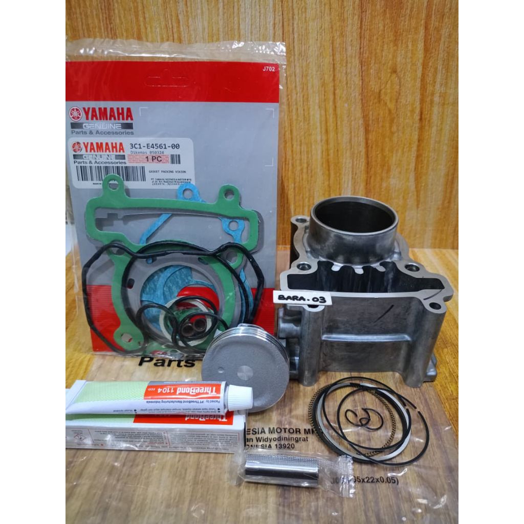 paket blok silinder (boring) dan piston kit original untuk motor Yamaha Vixion (kode part 3C1/1PA)