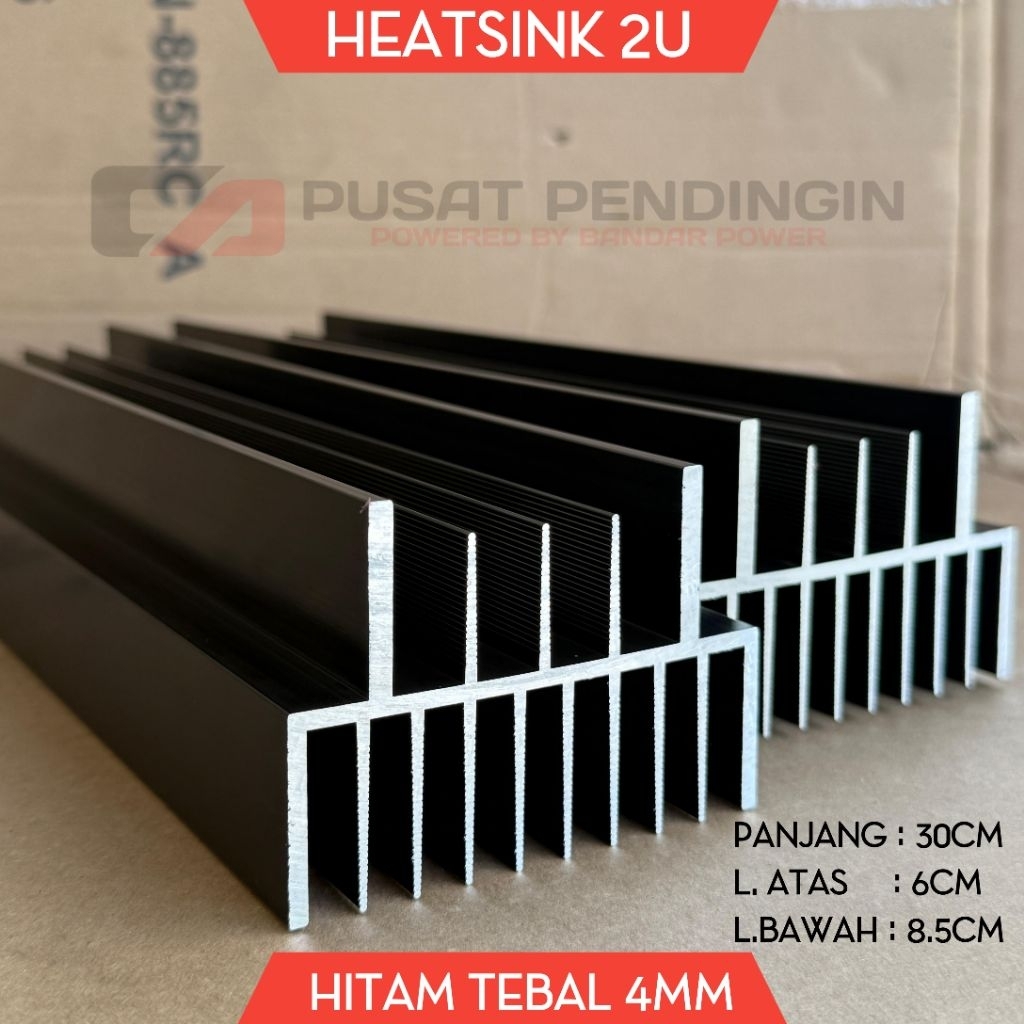 HEATSINK / PENDINGIN 2U 30CM TEBAL 4MM WARNA HITAM