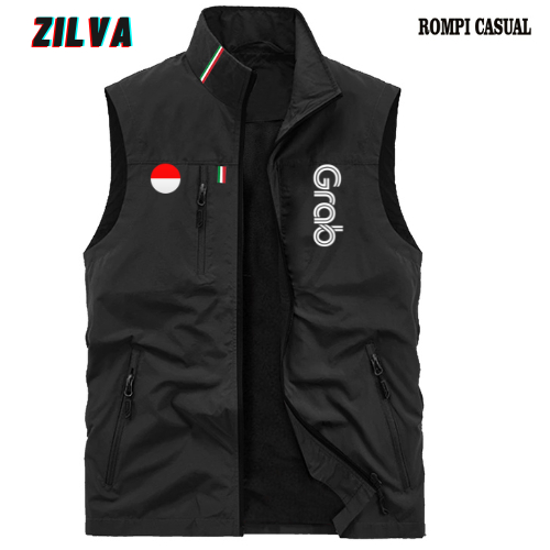 Promo.. Rompi motot pria grab terbaru bahan taslan berkualitas / rompi grab gojek premium cod / romp