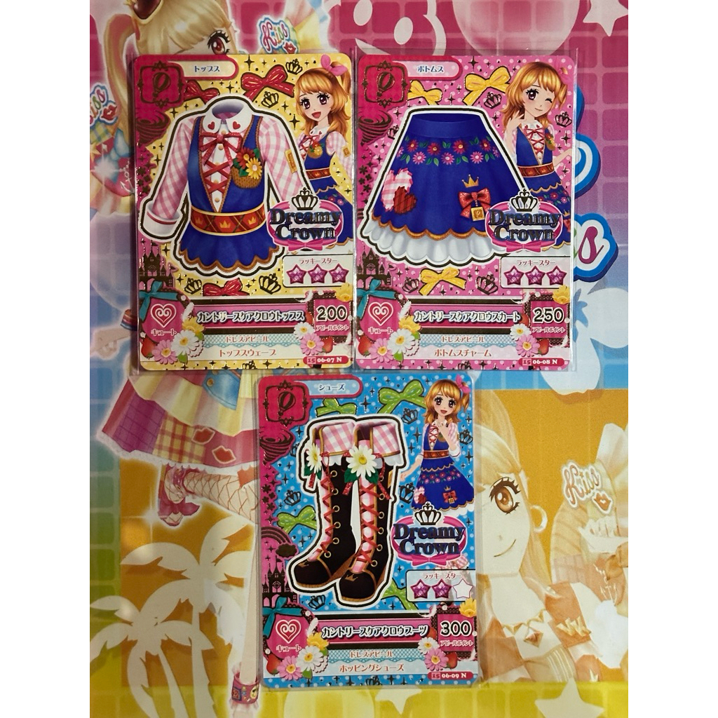 (Normal) Kartu Aikatsu Official Japan Akari Ozora Dreamy Crown Country Scarecrow Top-Skirt-Boots Set