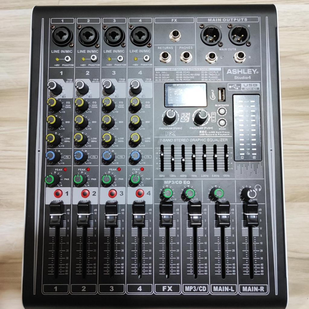 Power Mixer Ashley Studio4 Studio 4 Original Studio-4 4 Chanel 250 Watt USB Bluetooth Efek Reverb Di