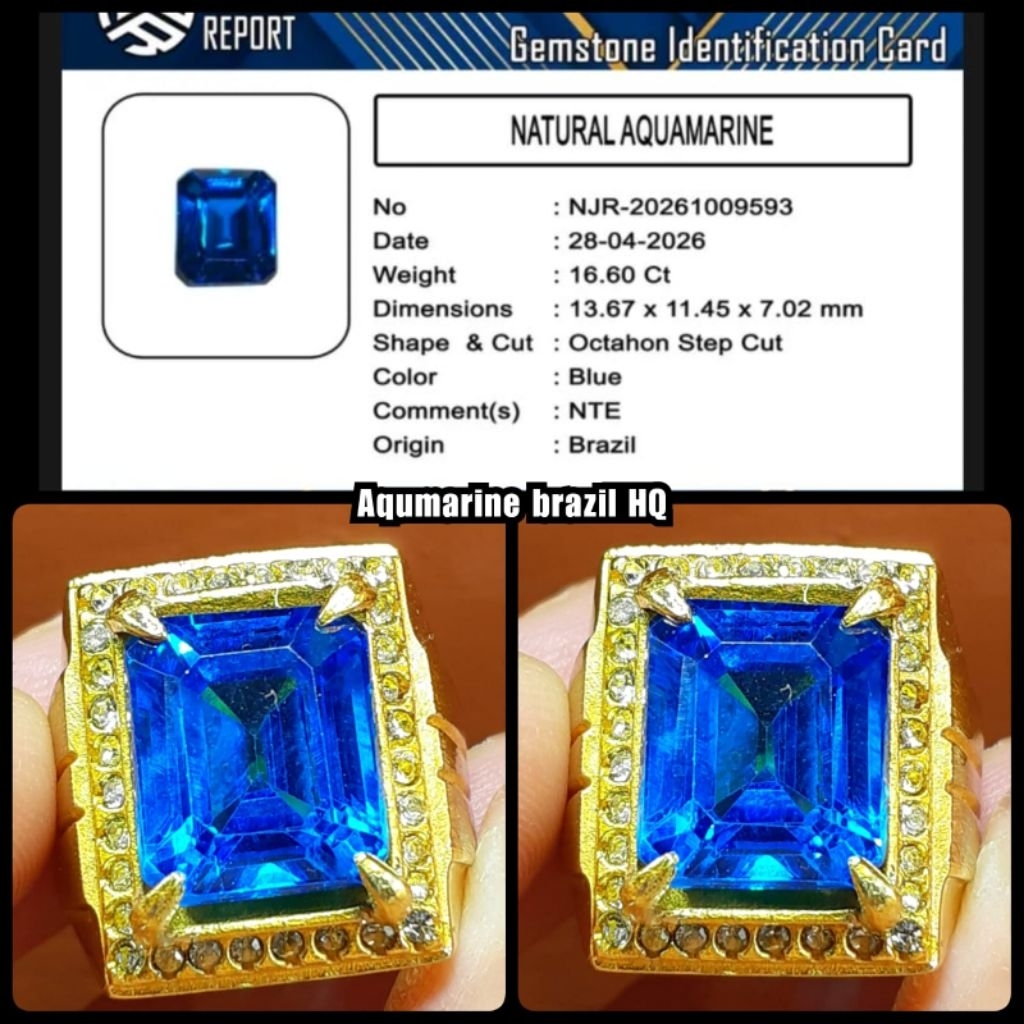original batu mulia Aquamarine asli Brazil kelas kontes
