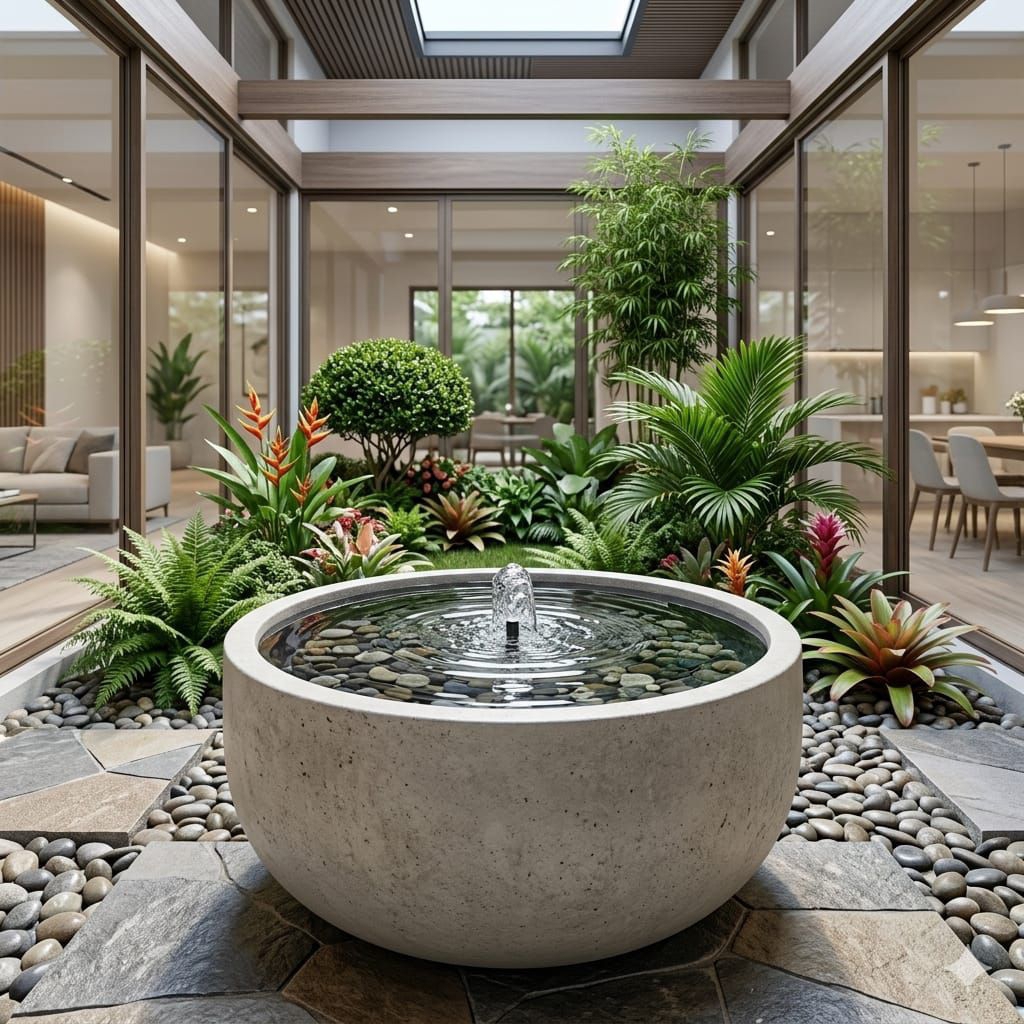 air mancur taman teraso mangkuk minimalis | air mancur terrazzo | air mancur taman terazzo minimalis