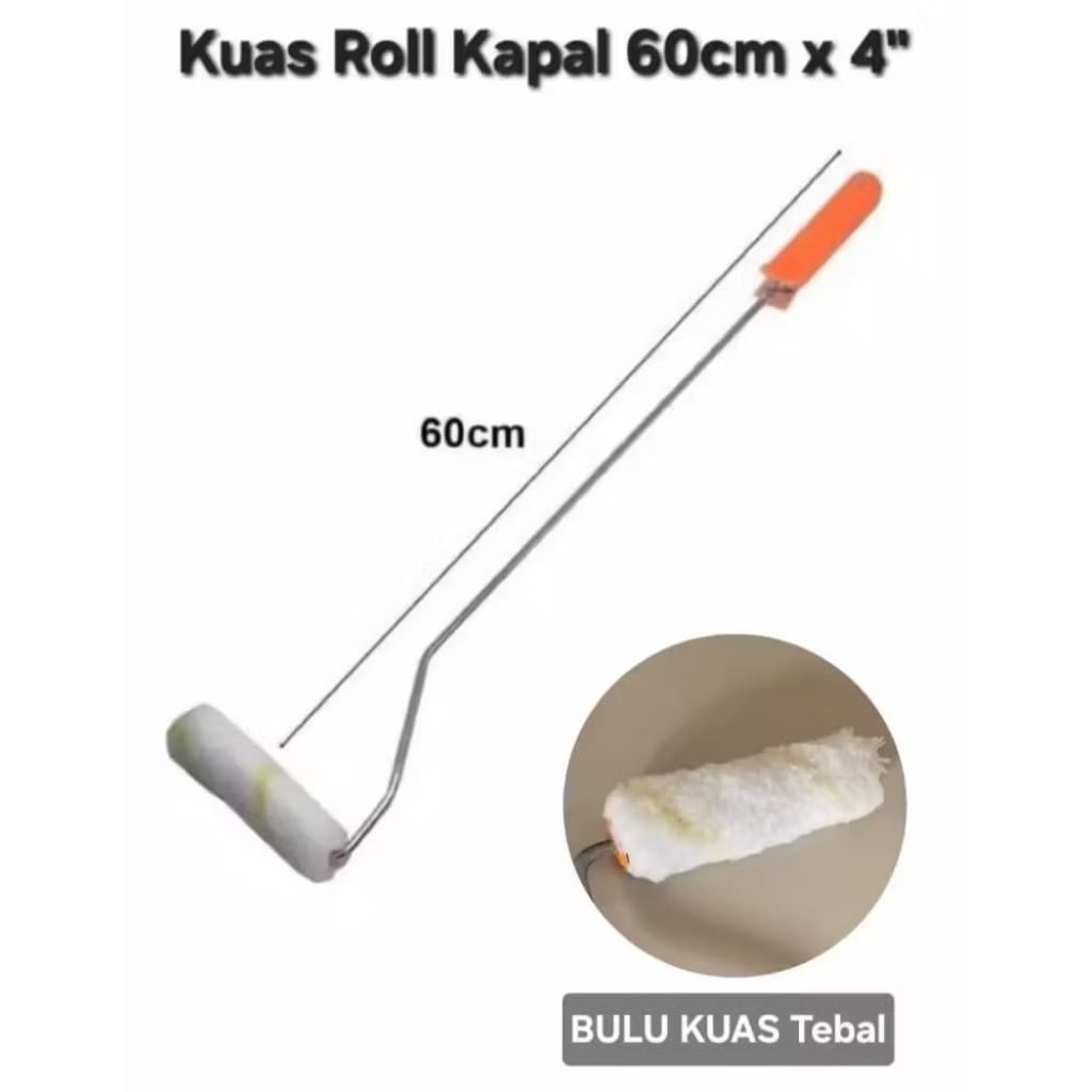 Kuas Roll Kapal Cat 4" inch Gagang Panjang 60 Cm Gagang fiber