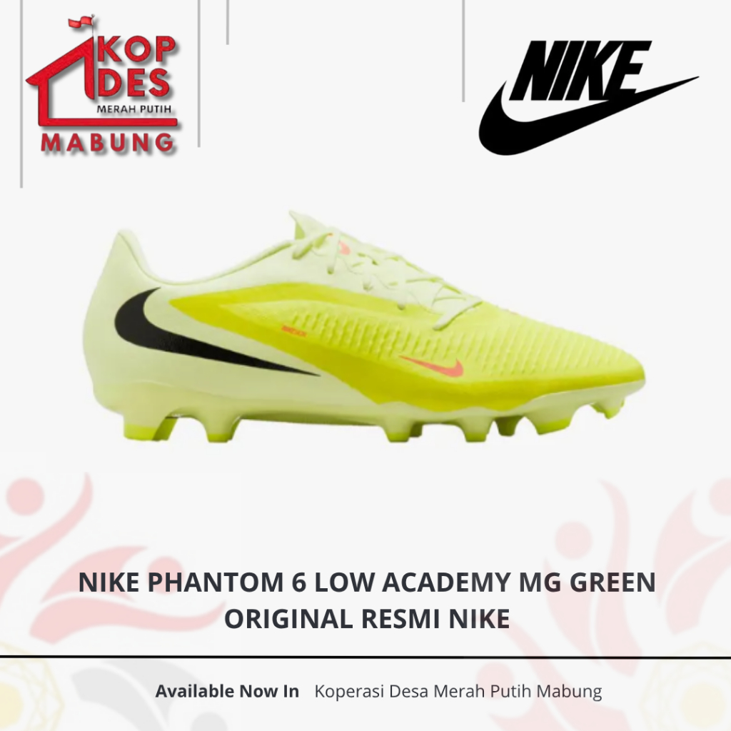 Sepatu Sepakbola Pria Nike Phantom 6 Low Academy MG Green Original