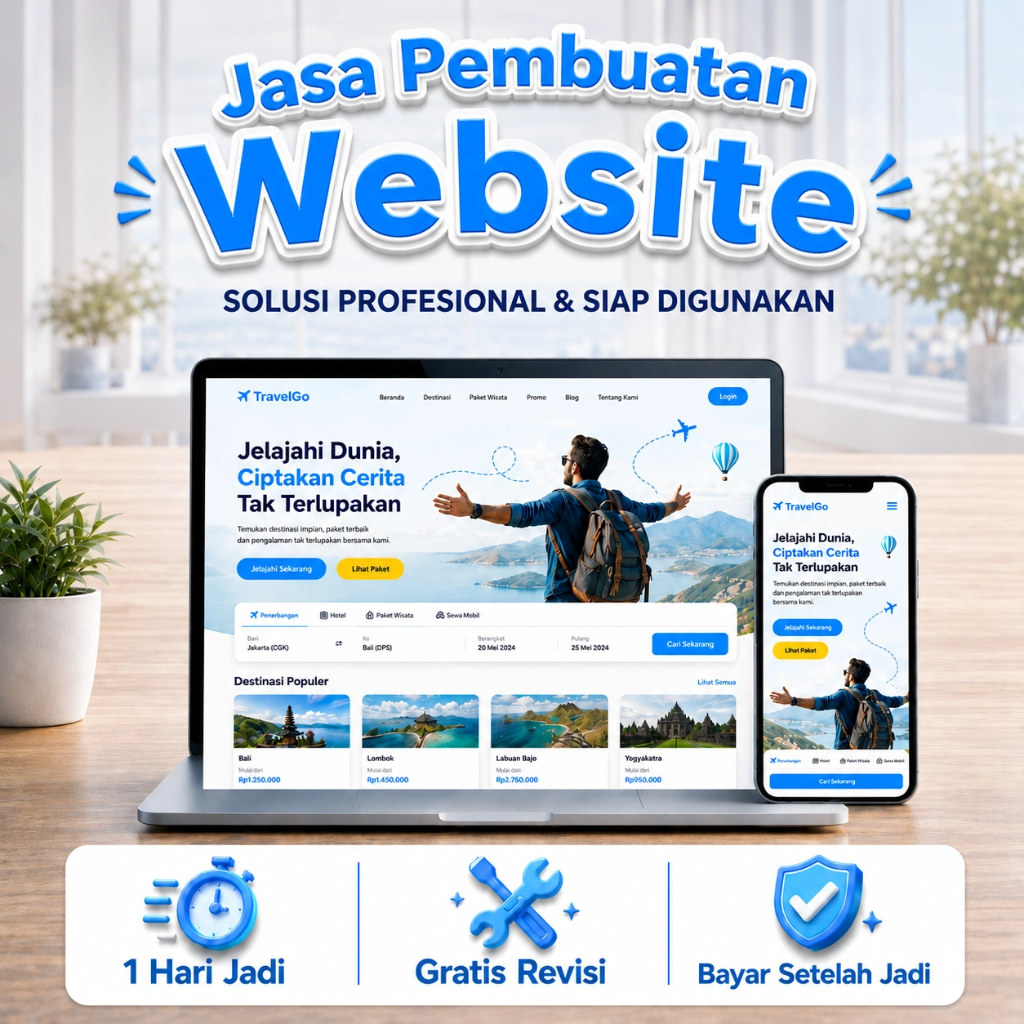 Jasa Pembuatan Website - Gratis Domain dan Hosting - 1 Hari Jadi - Jasa Buat Website - Jasa Website 