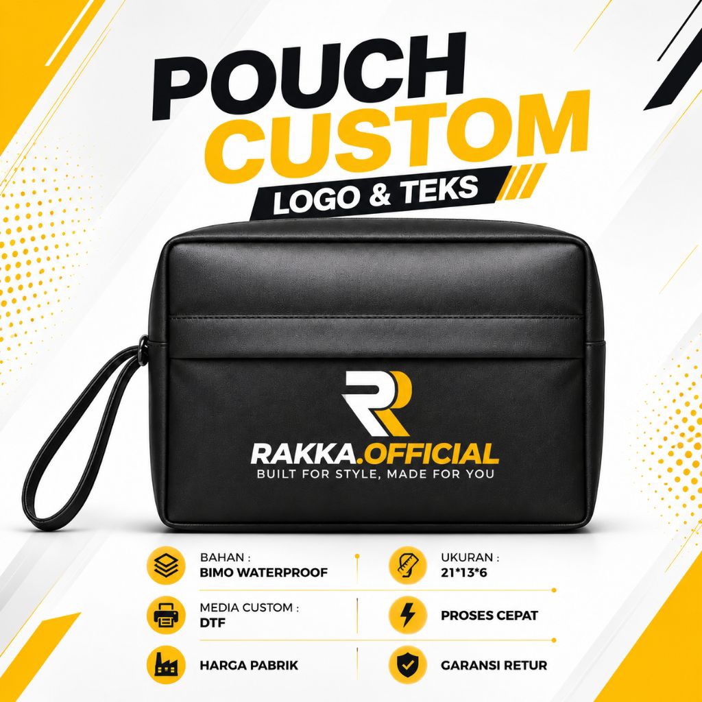 Custom Pouch Waterproof SATUAN Handbag Premium Unisex Waterproof | Clutch Keren Pria Wanita, Pouch E
