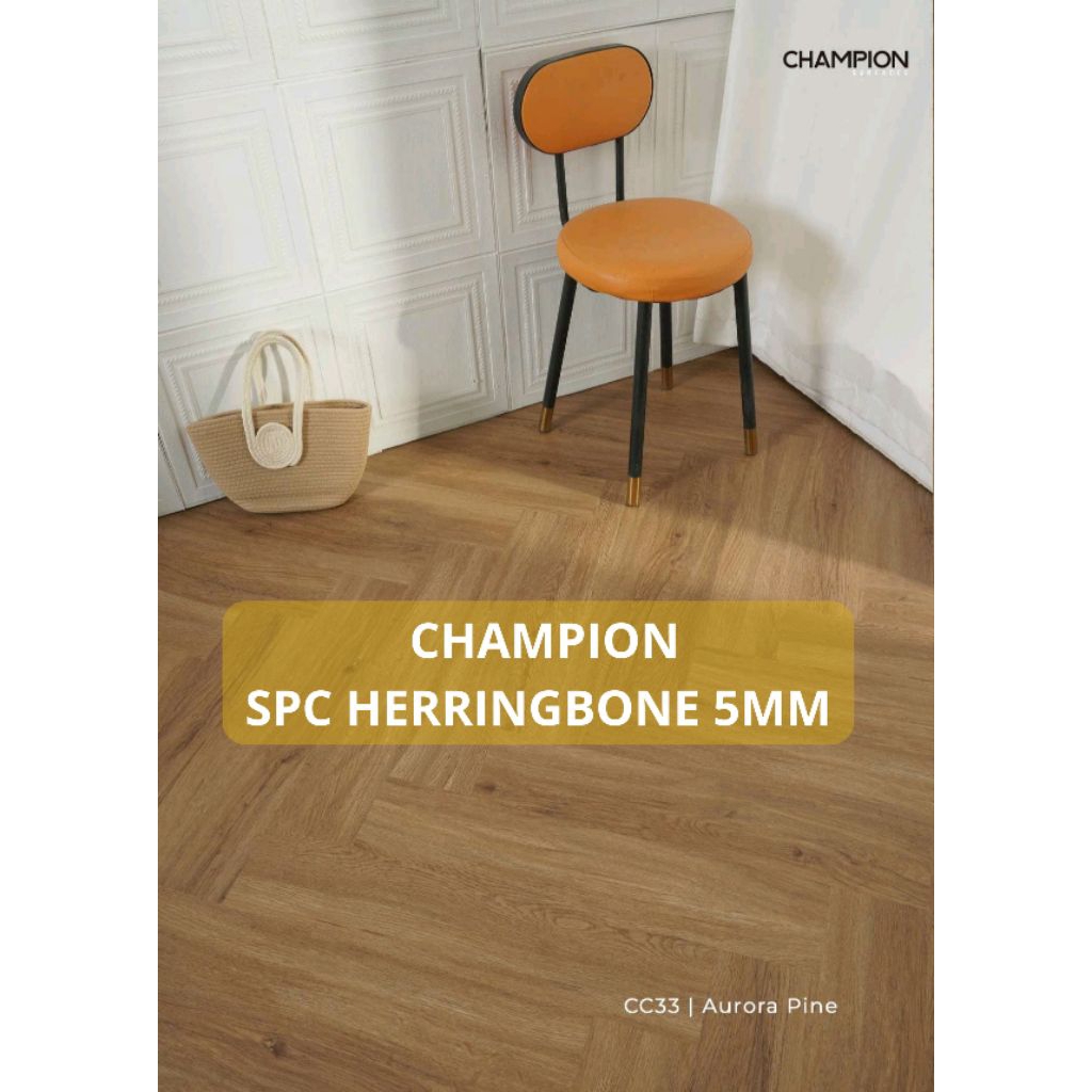 CHAMPION SPC HERRINGCORE / HERRINGBONE 5MM 1,64M2 MOTIF KAYU PARKET - CC31 Alpine Mist