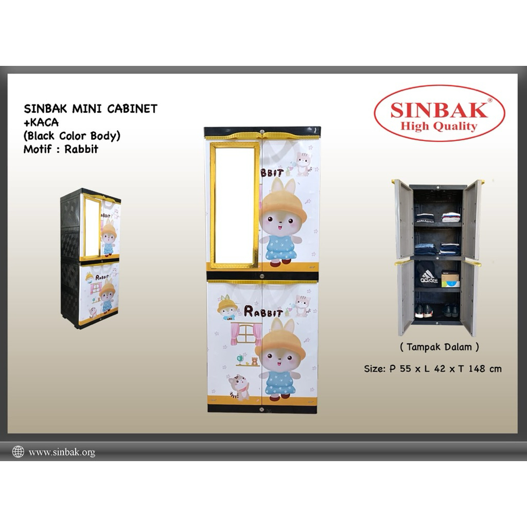 lemari plastik sinbak mini cabinet susun 4 kaca
