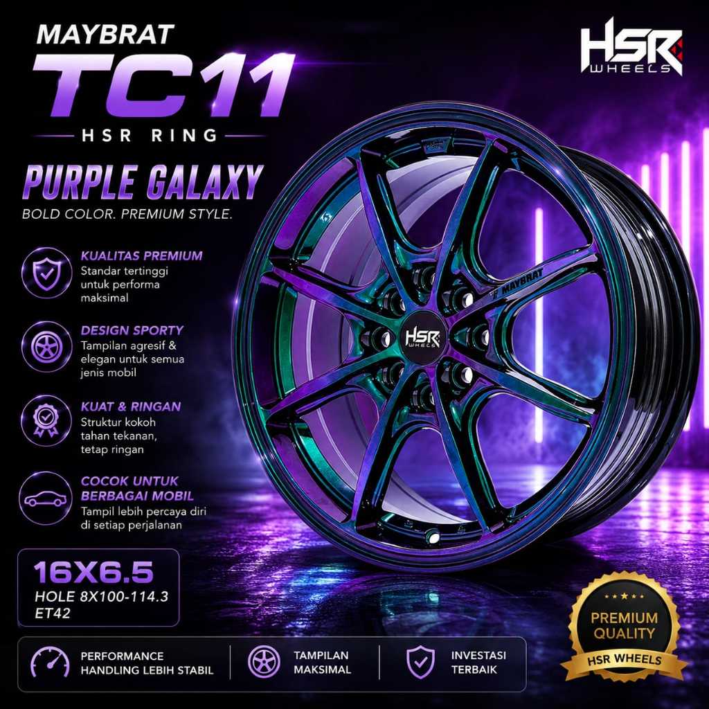 Hsr maybrat ring 16 lebar 6,5 lubang 8 untuk brio jazz vios avanza xenia livina dll