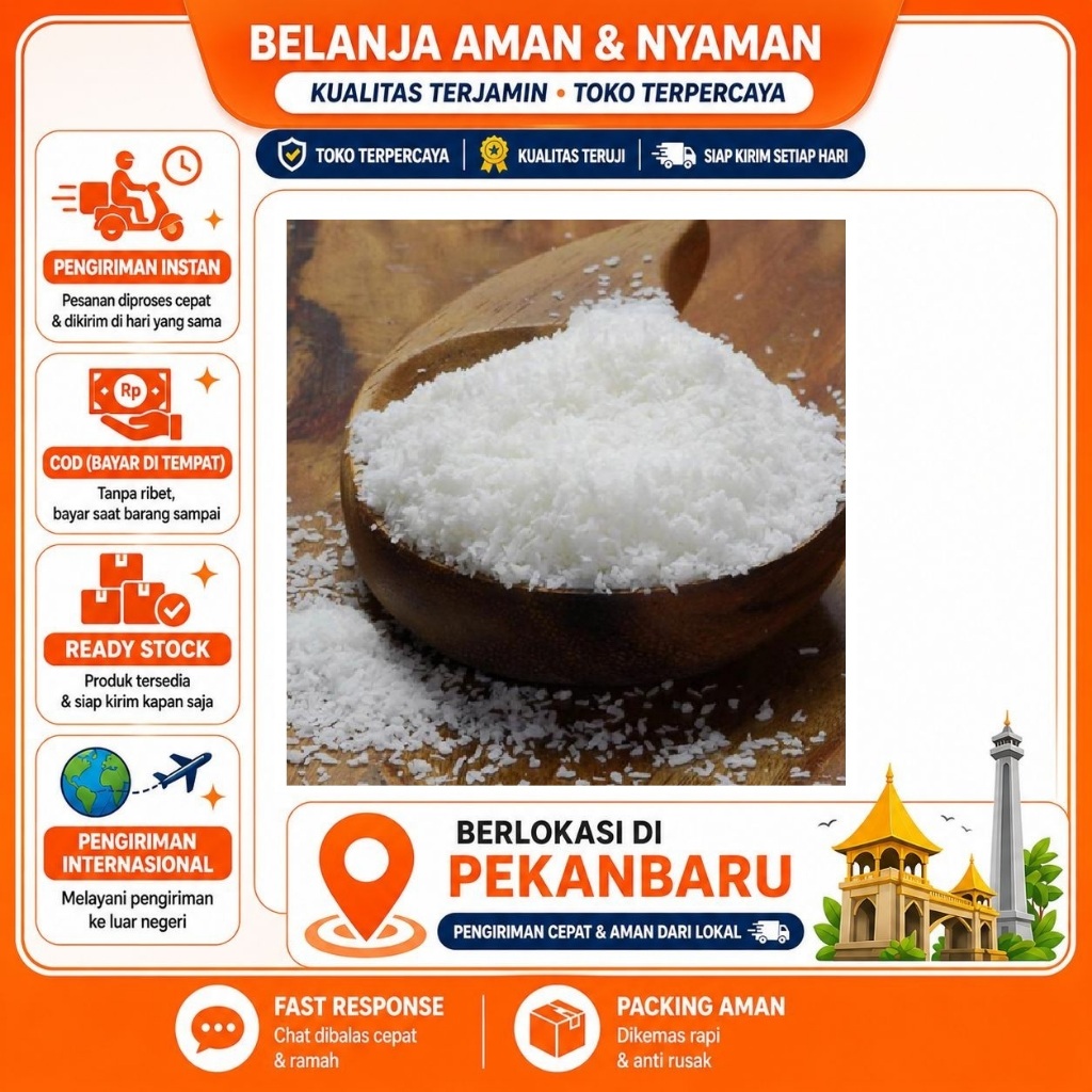 [SDW] pekanbaru/500 gr Kelapa Parut Kering Serbuk Kelapa Kering Kasar Praktis & Bahan Berkualitas