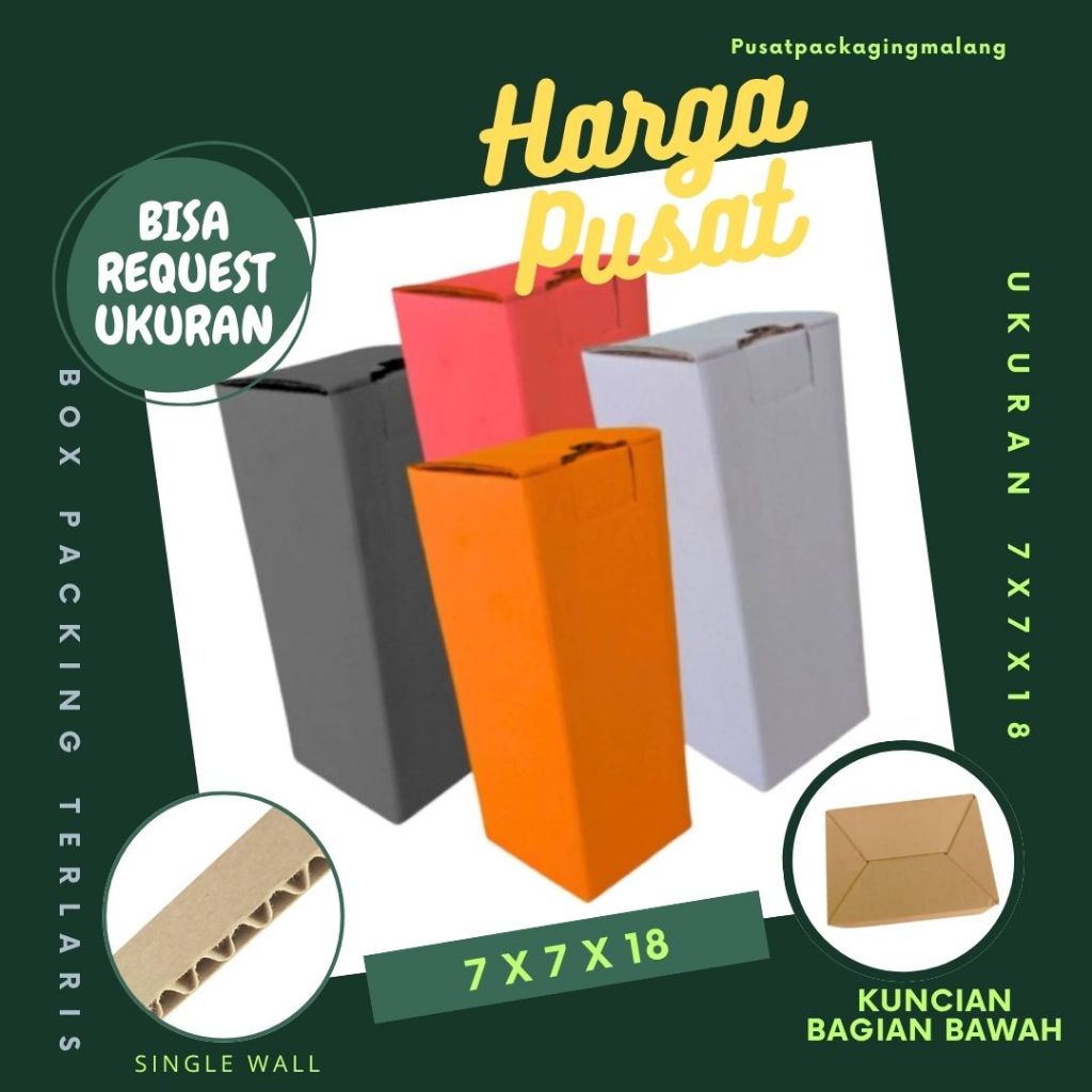 Dus Packing 7x7x18 A0 Kardus Madu Kotak Kemasan Box Souvenir Karton Botol Pusat packaging Malang
