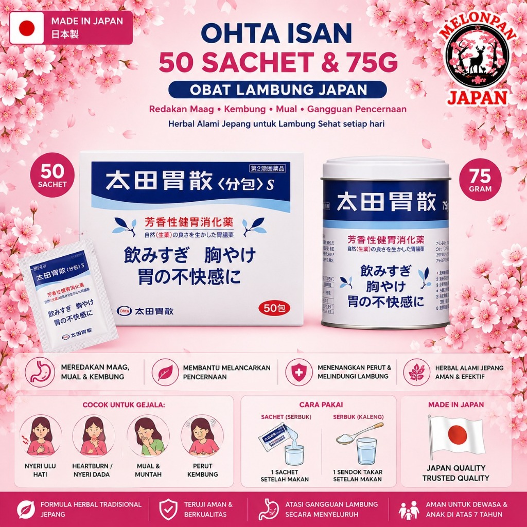 Ohta Isan Ohtaisan Obat Lambung Jepang, Obat Maag Jepang Bubuk, Ohta Isan Sachet Jepang, Obat Asam L