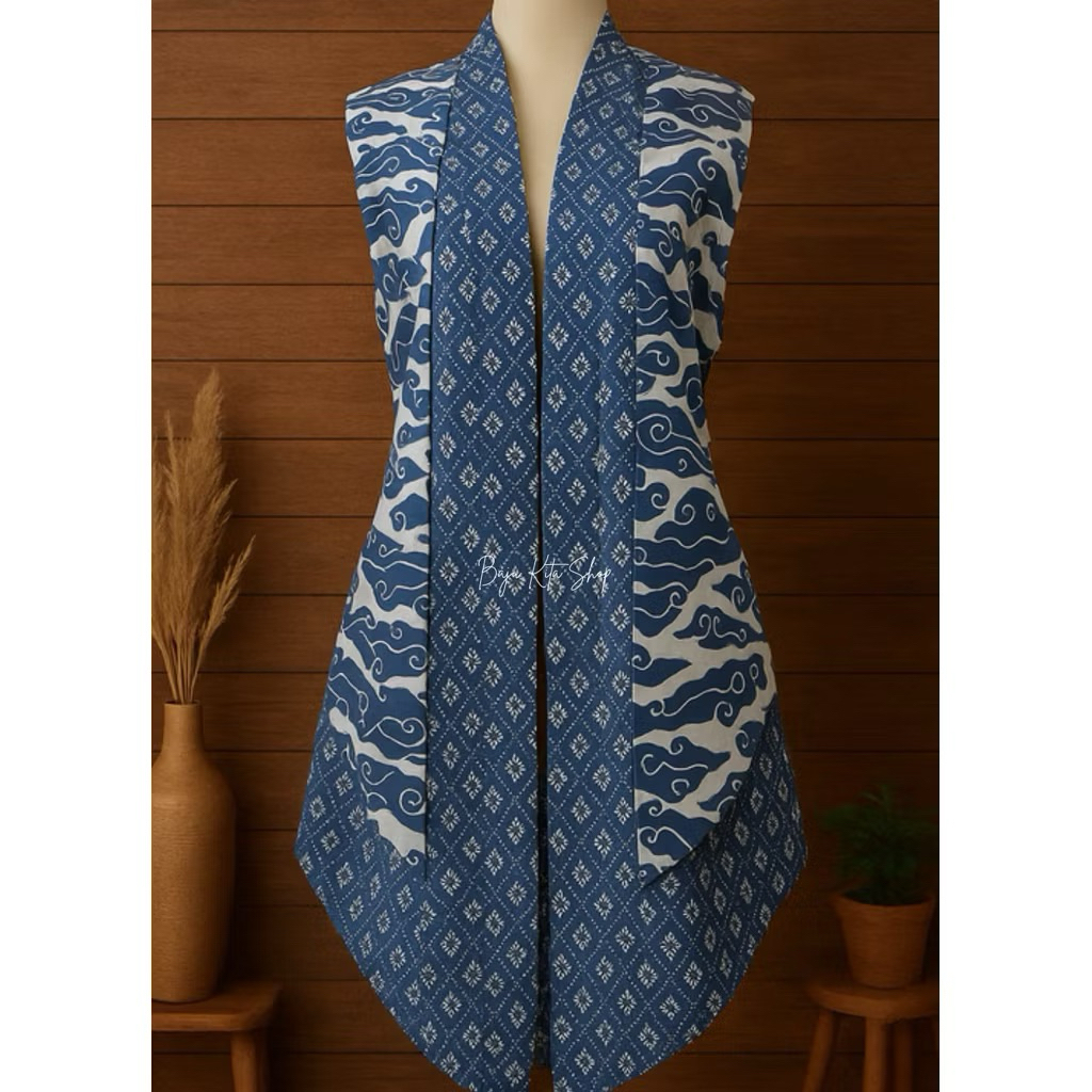 BATIK OUTER WANITA PANJANG TANPA LENGAN (VEST) JUMBO - SUPER JUMBO