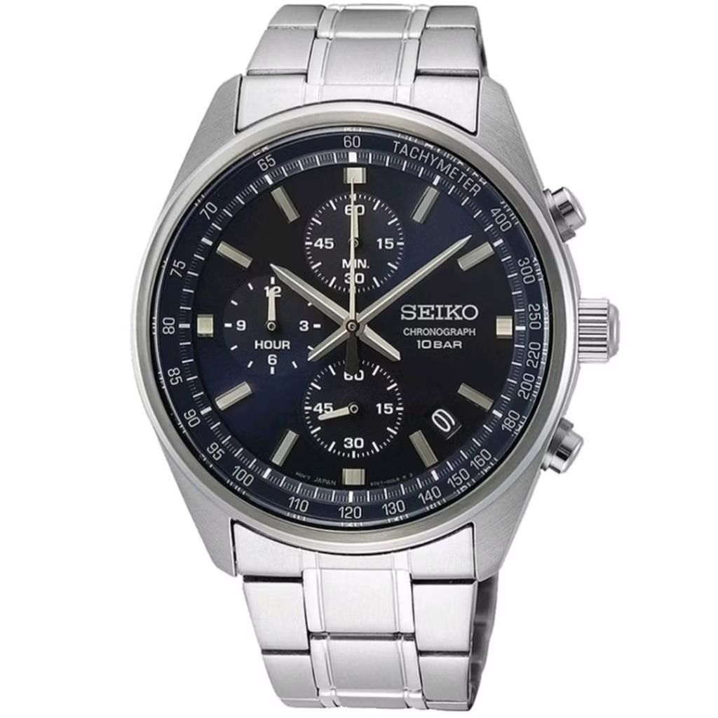 Jam Tangan Pria Seiko SSB377P1 Chronograph Quartz Blue Dial Stainless Steel SSB377