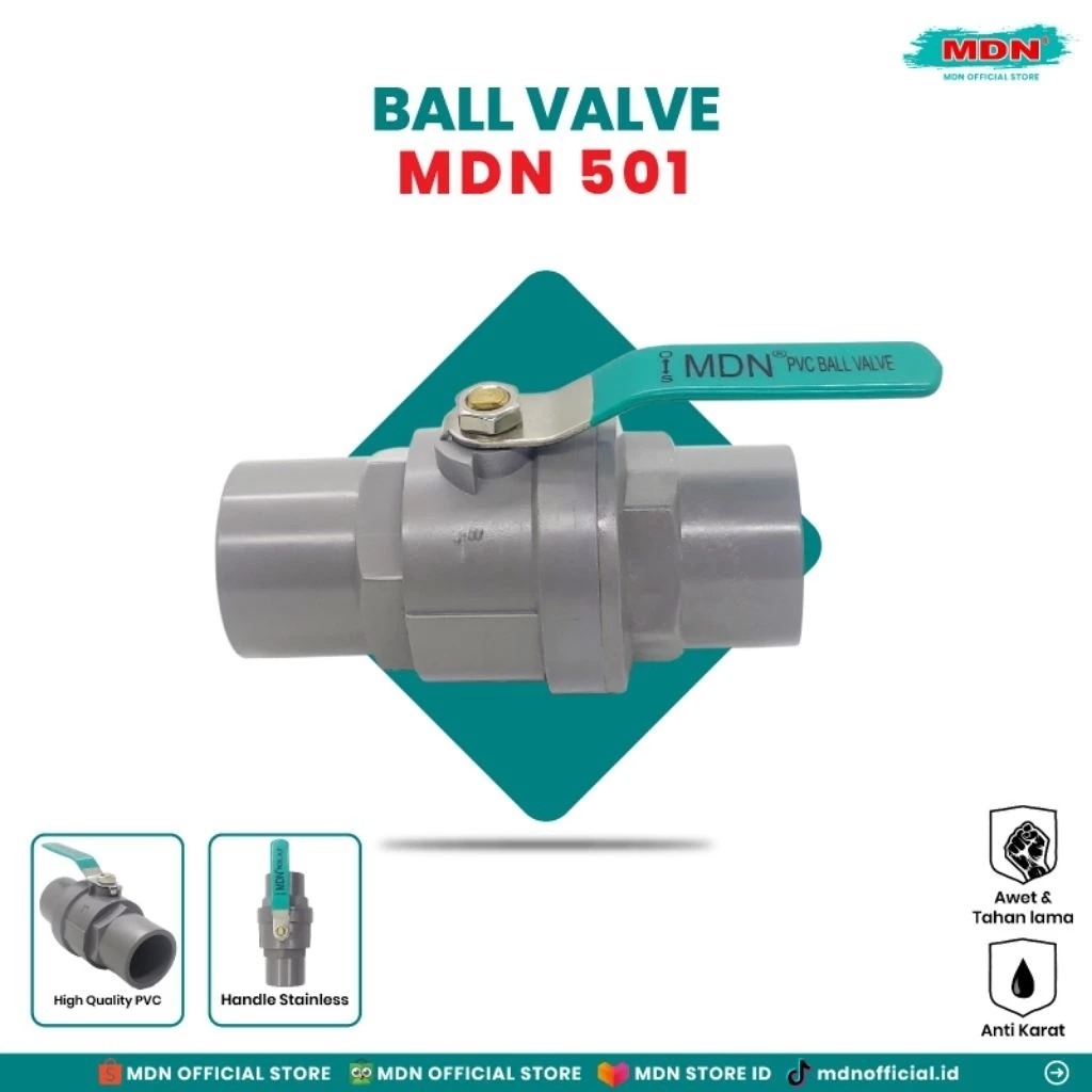 MDN - 501 BALL VALVE PVC SS 1"