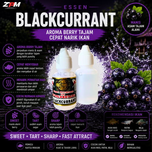 Essen Pancing Blackcurrant stella 30ml Aroma Berry Manis Asam Tajam Ikan Mas Patin Nila