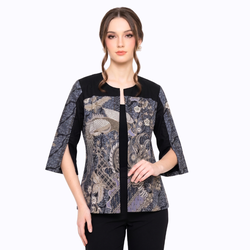 Blazer Batik Wanita - Atasan Batik - Bhatara Batik Arleta - Blazer Batik Modern Lengan Panjang