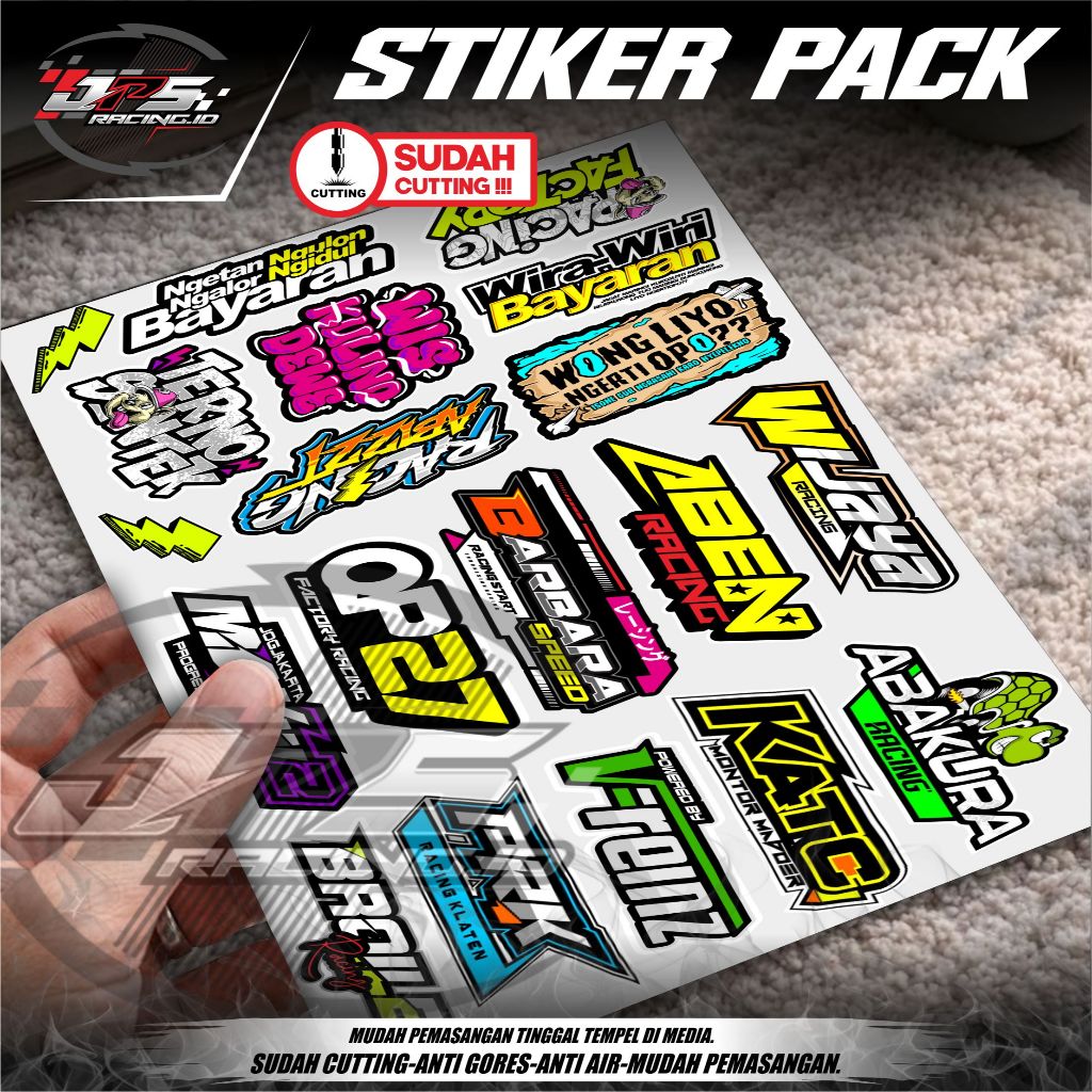 STIKER PACK BENGKEL RACING TEAM | STICKER KATA KATA | STIKER CUTTING HELM MOTOR