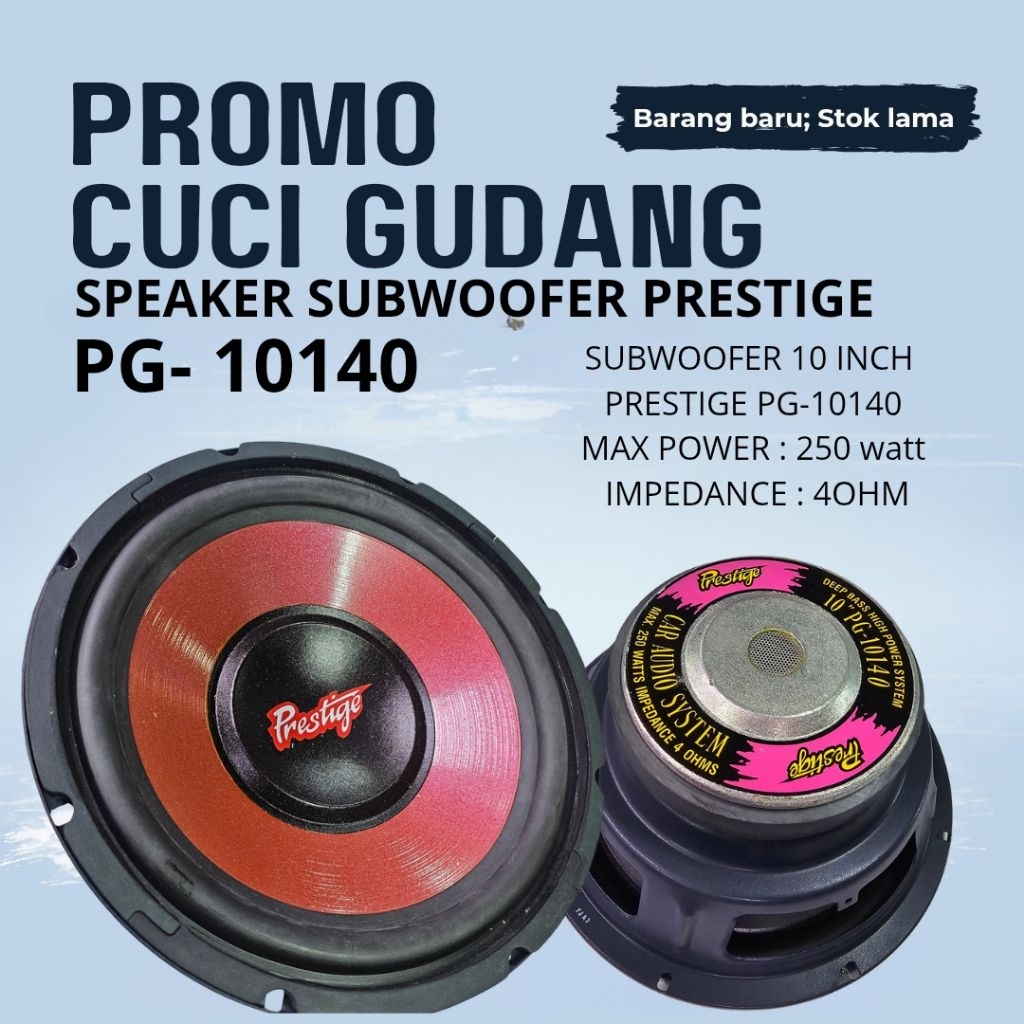 Surya Agung Speaker Subwoofer PRESTIGE PG-10140 10inch 250watt 4ohm cuci gudang sale