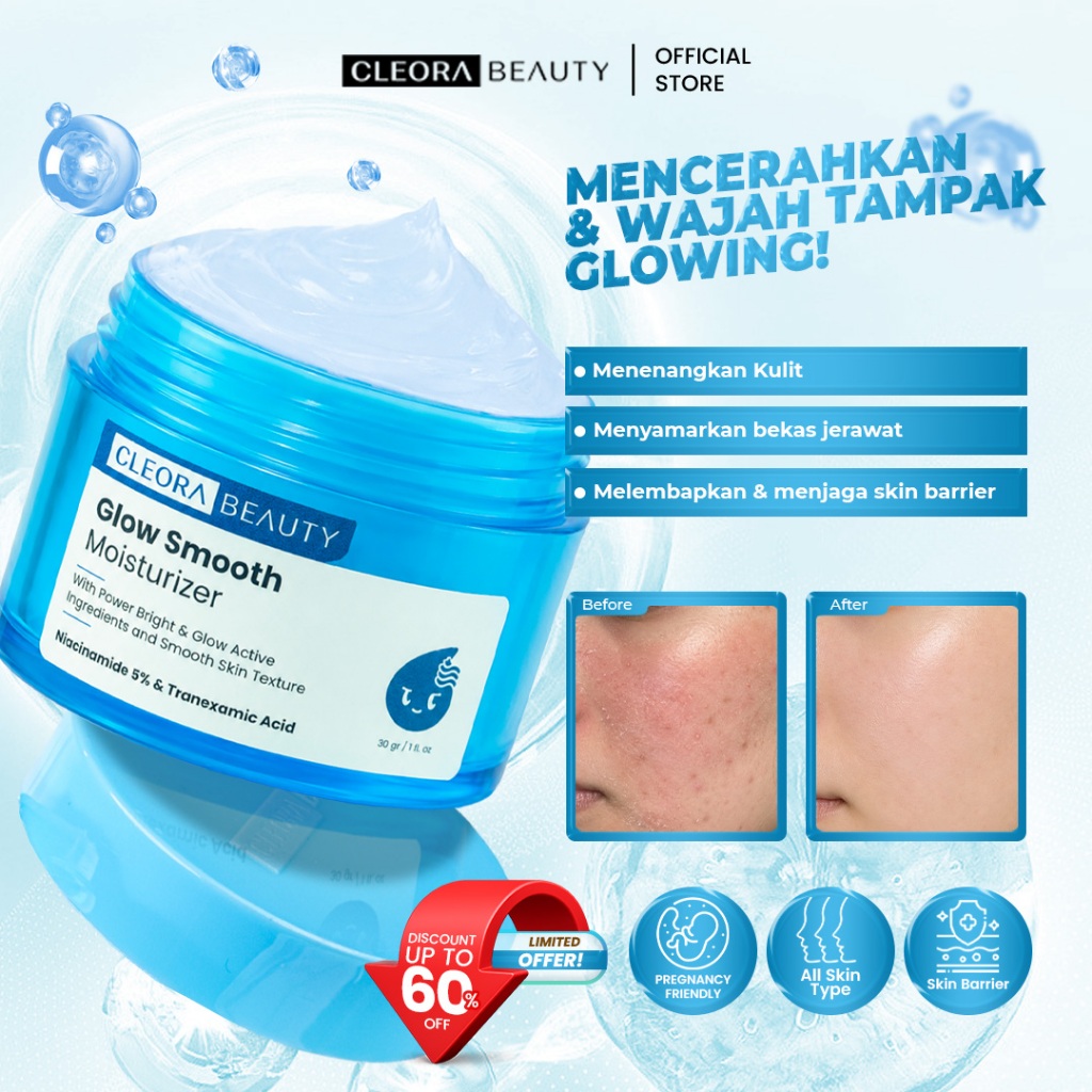 [SPESIAL PROMO] Cleora Beauty Glow Smooth Moisturizer - Skin Barrier Mosturizer Pelembab Muka Kering