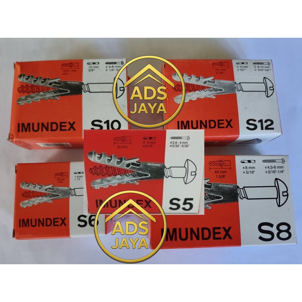 Fisher IMUNDEX  Pengencang Sekrup  S5  S6  S8  S10  S12  - 1 kotak