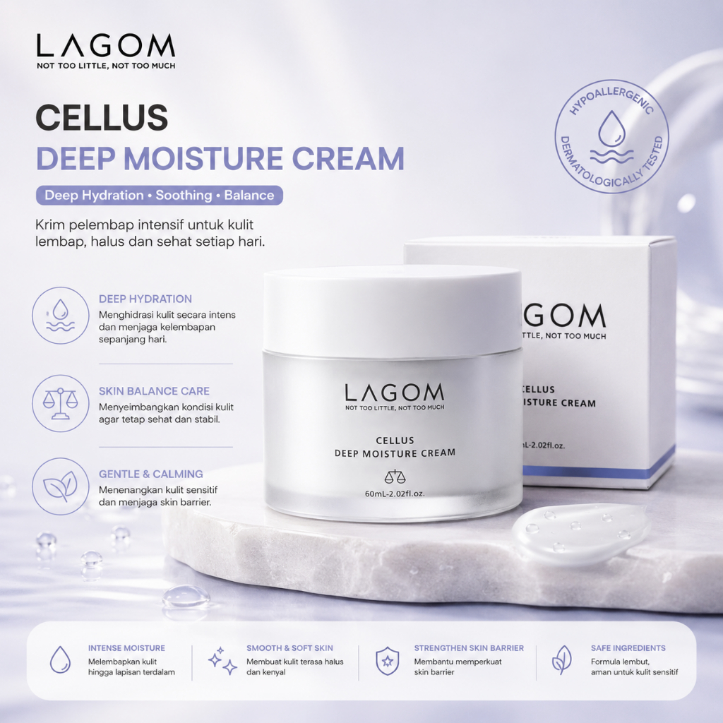 LAGOM Cellus Deep Moisture Cream 60ml /LAGOMNatural Moisturizer /Nourishing Protecting Cream /Melemb
