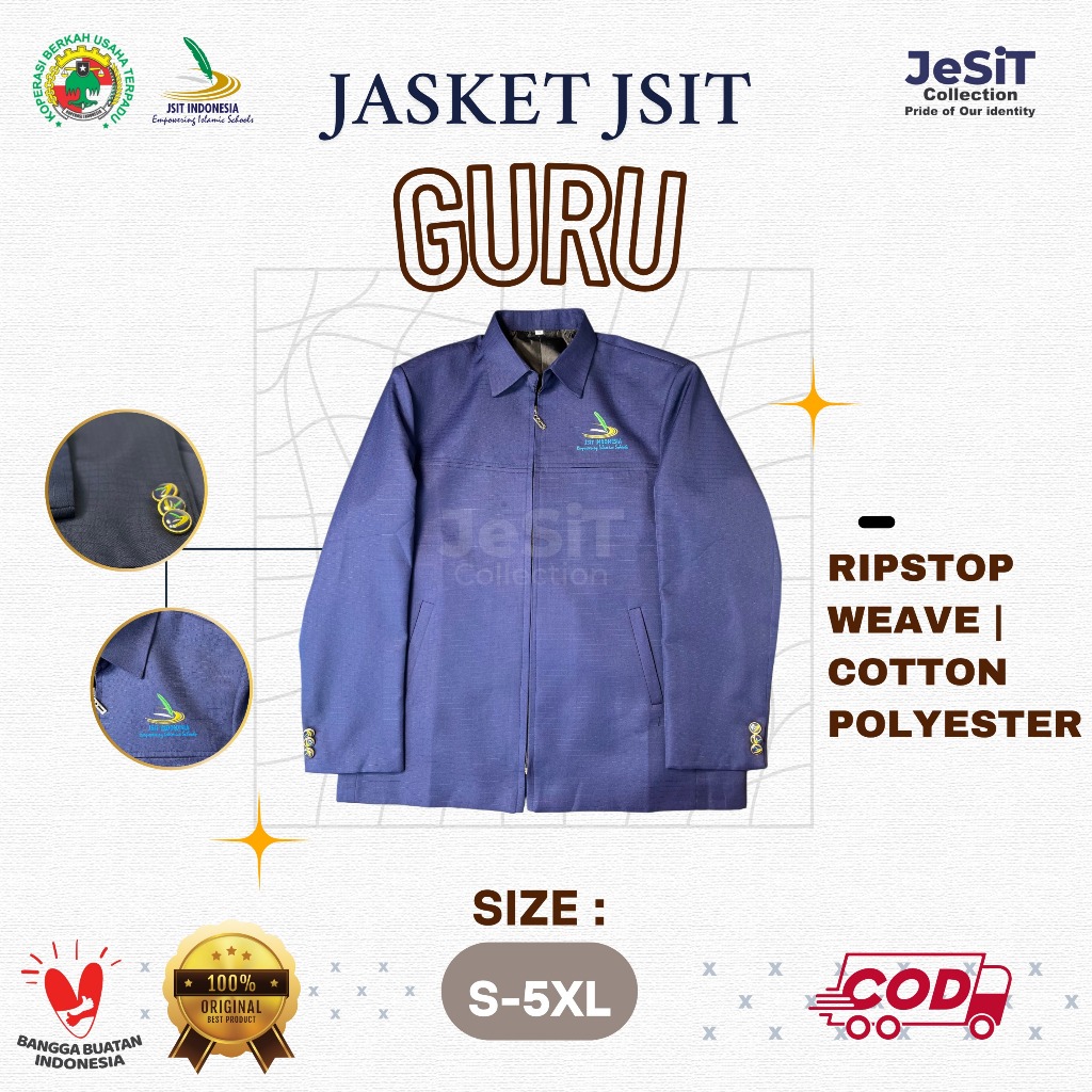JASKET GURU JSIT - BAHAN RIPSTOP WEAVE | COTTON POLYESTER - KANCING JSIT - | UNISEX - FORMAL | ORI