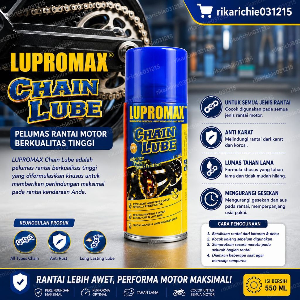 Lupromax Chain Lube Pelumas Rantai Serbaguna 110 Ml