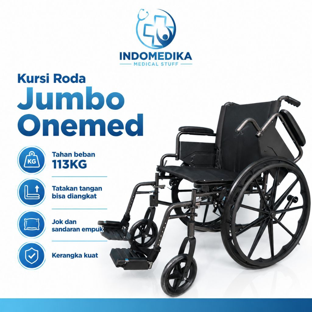 Kursi Roda JUMBO / Kursi Roda Big Size / Kursi roda untuk orang gemuk Merk ONEMED MAXIMA / Kursi rod