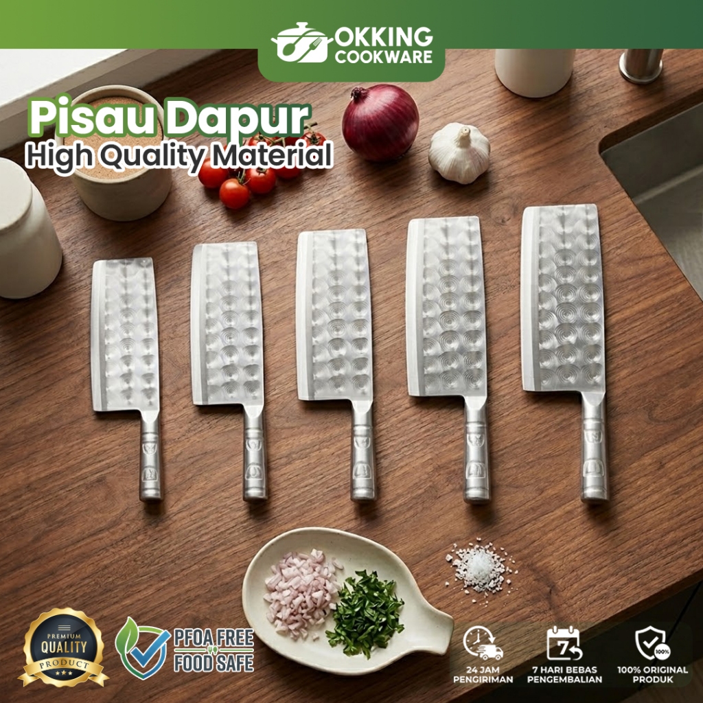 Okking Cookware Pisau Dapur Stainless Premium Pisau Potong Multifungsi Anti Karat Daging Sayur 110