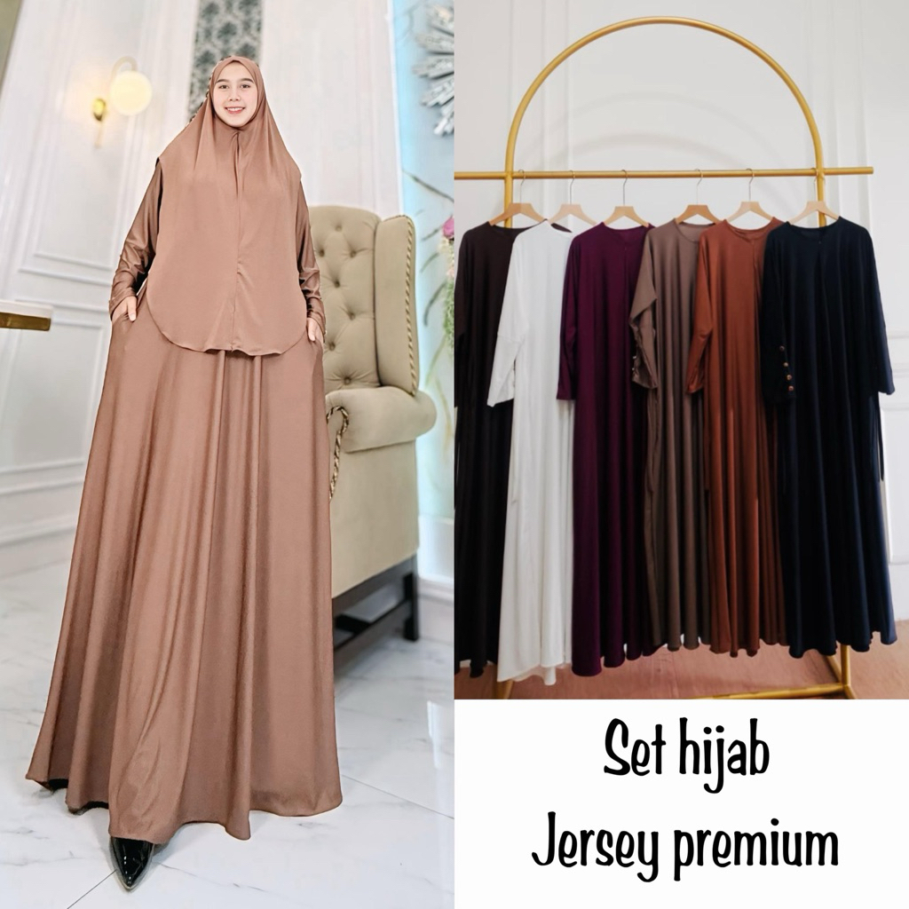 Gamis inara jersey set jilbab panjang