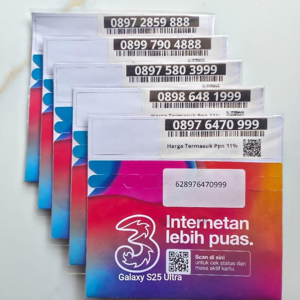 Nomor cantik tri 11 digit Nomer cantik three 11 angka tripel 888 999