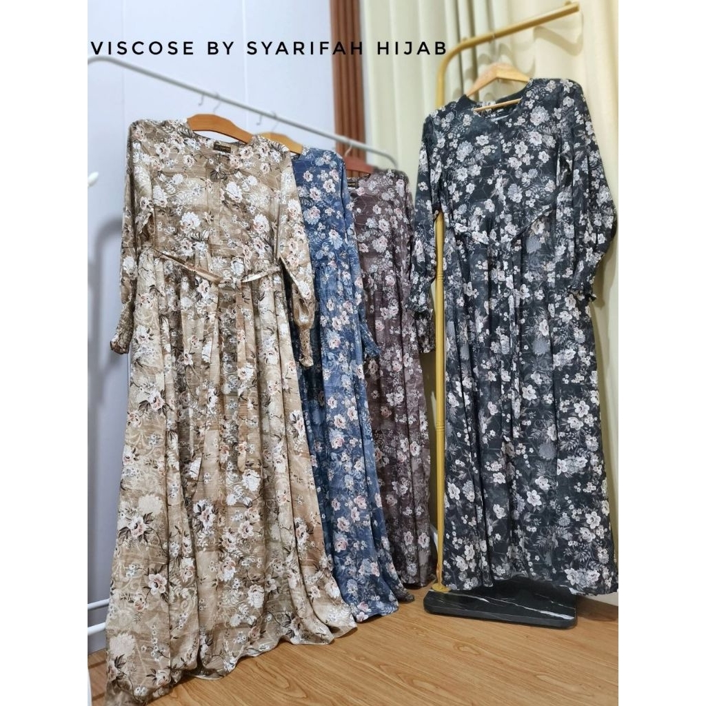 Gamis Rayon Viscose By Syarifah Hijab (Manset karet 10 cm ( ada resleting)) Tidak luntur dan lembut