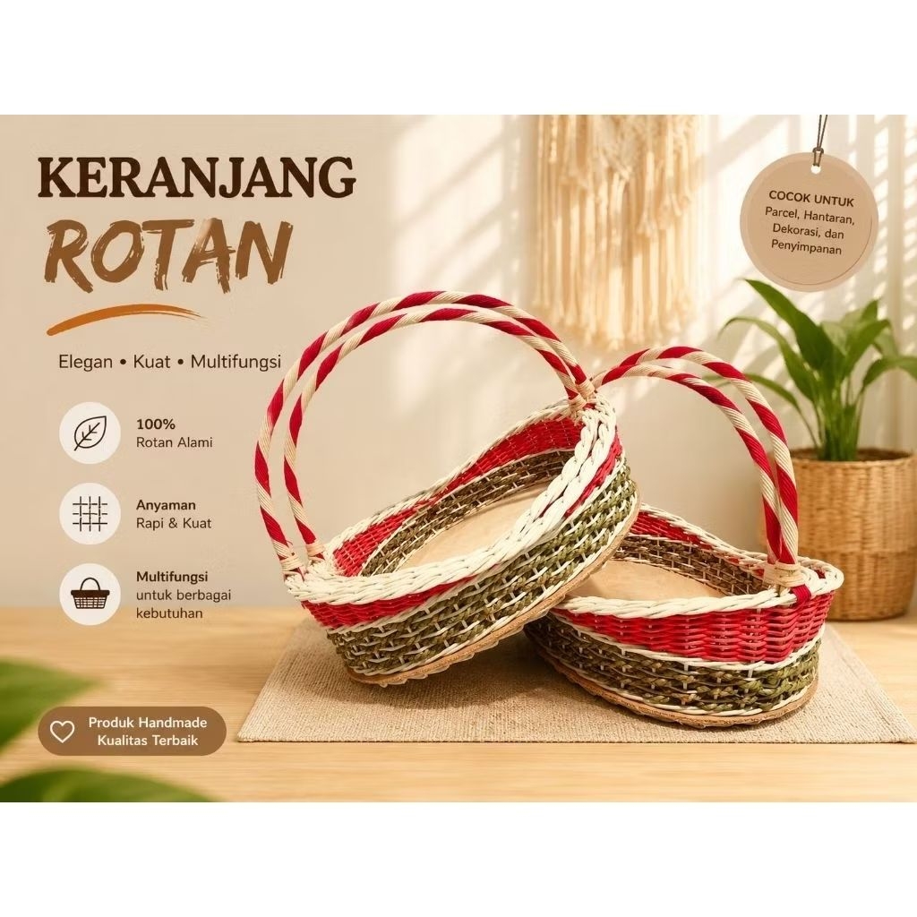 Keranjang rotan pasrel ISI 2 / Keranjang Seserahan / Keranjang Rotan Handmade / Hampers Seserahan