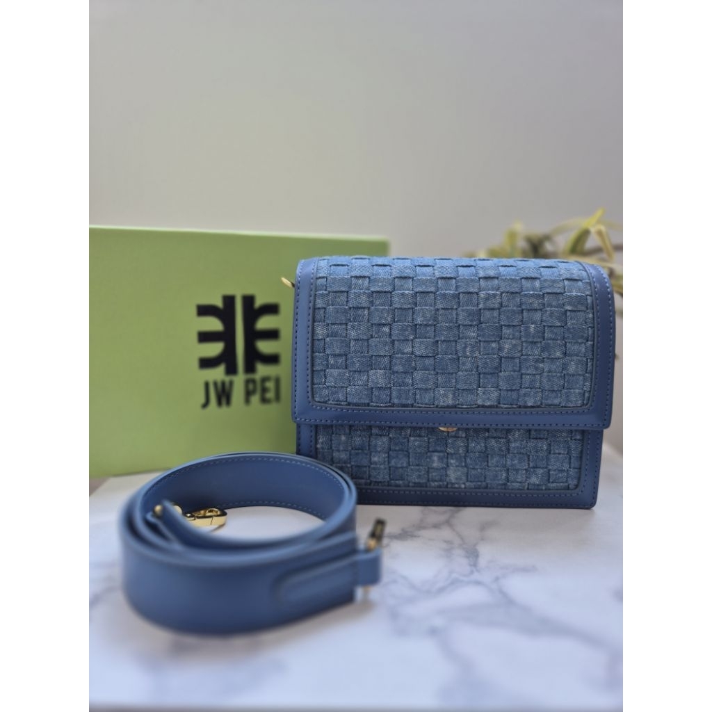 JW PEI Mini Flap Bag - Blue Denim Weave