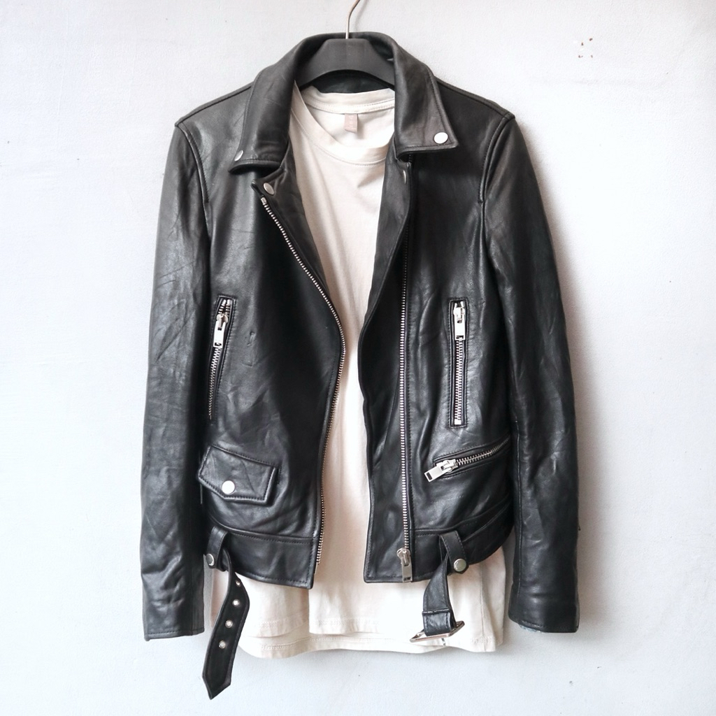 Saint laurent kulit domba biker unisex ramones rider cewek cowok ysl jaket motor rocker punk real le
